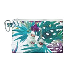 Tropical Flowers Canvas Cosmetic Bag (medium) by goljakoff