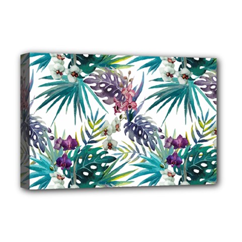 Tropical Flowers Pattern Deluxe Canvas 18  X 12  (stretched) by goljakoff