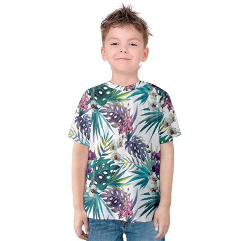 Tropical Flowers Pattern Kids  Cotton Tee by goljakoff