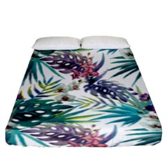 Tropical Flowers Pattern Fitted Sheet (king Size) by goljakoff