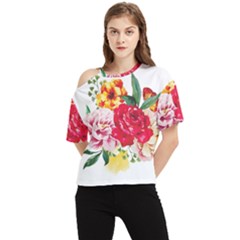 Garden Flowers One Shoulder Cut Out Tee by goljakoff