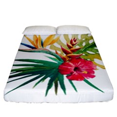 Tropical Flowers Fitted Sheet (california King Size) by goljakoff