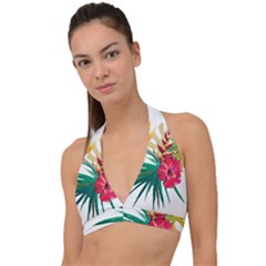 Tropical Flowers Halter Plunge Bikini Top by goljakoff