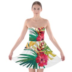 Tropical Flowers Strapless Bra Top Dress by goljakoff