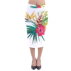 Tropical Flowers Velvet Midi Pencil Skirt by goljakoff