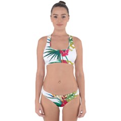 Tropical Flowers Cross Back Hipster Bikini Set by goljakoff