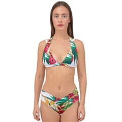 Tropical Flowers Double Strap Halter Bikini Set by goljakoff