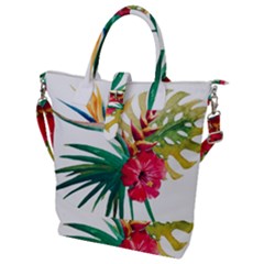 Tropical Flowers Buckle Top Tote Bag by goljakoff