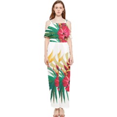 Tropical Flowers Draped Sleeveless Chiffon Jumpsuit by goljakoff