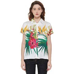 Tropical Flowers Short Sleeve Pocket Shirt by goljakoff