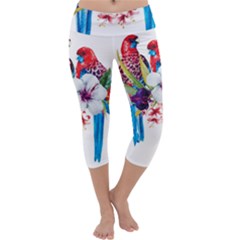 Tropical Parrots Capri Yoga Leggings by goljakoff