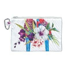 Tropical Parrots Canvas Cosmetic Bag (large) by goljakoff