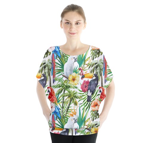 Jungle Birds Batwing Chiffon Blouse by goljakoff