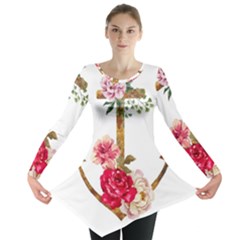Flowers Anchor Long Sleeve Tunic  by goljakoff