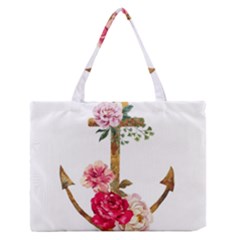 Flowers Anchor Zipper Medium Tote Bag by goljakoff