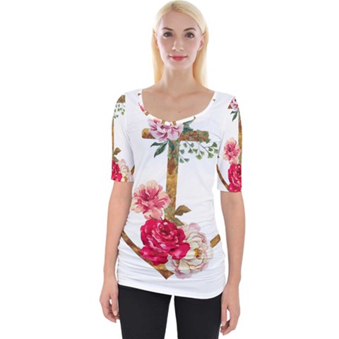 Flowers Anchor Wide Neckline Tee by goljakoff