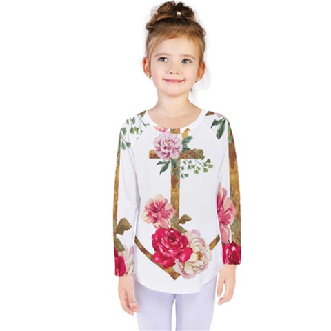 Flowers Anchor Kids  Long Sleeve Tee by goljakoff