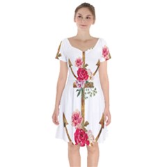 Flowers Anchor Short Sleeve Bardot Dress by goljakoff