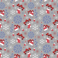 Christmas Pattern On Gray Background  by FloraaplusDesign