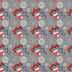 Christmas Pattern On A Gray Ornamental Background 