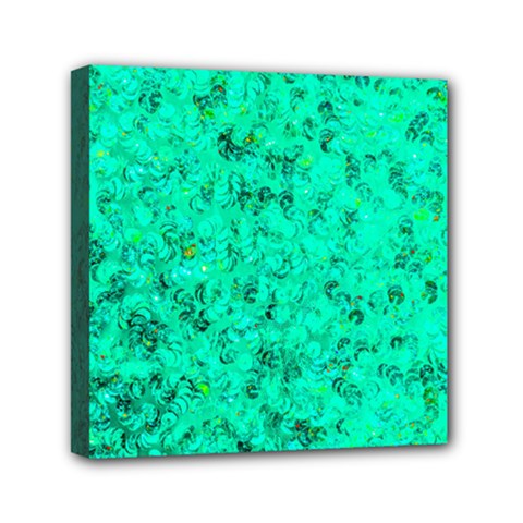 Aqua Marine Glittery Sequins Mini Canvas 6  X 6  (stretched) by essentialimage