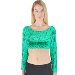 Aqua Marine Glittery Sequins Long Sleeve Crop Top by essentialimage