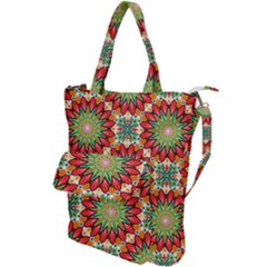 Red Green Floral Pattern Shoulder Tote Bag by designsbymallika