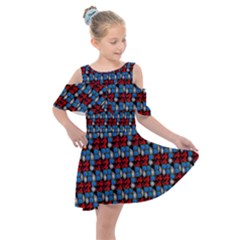 Red And Blue Kids  Shoulder Cutout Chiffon Dress by Sparkle