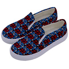 Red And Blue Kids  Canvas Slip Ons by Sparkle