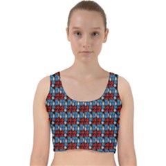 Red And Blue Velvet Racer Back Crop Top by Sparkle