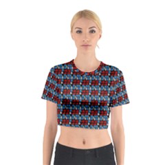 Red And Blue Cotton Crop Top by Sparkle