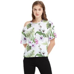 Summer Flowers One Shoulder Cut Out Tee by goljakoff