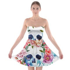 Skull And Flowers Strapless Bra Top Dress by goljakoff