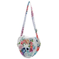 Skull And Flowers Heart Shoulder Bag by goljakoff