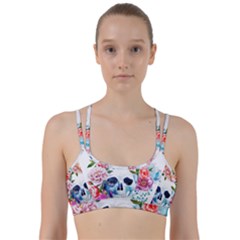 Skull And Flowers Line Them Up Sports Bra by goljakoff