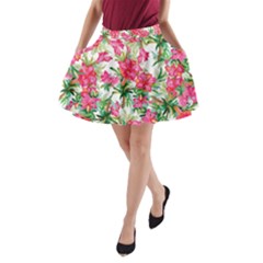 Pink Flowers A-line Pocket Skirt by goljakoff