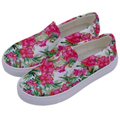 Pink Flowers Kids  Canvas Slip Ons by goljakoff