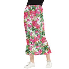 Pink Flowers Maxi Fishtail Chiffon Skirt by goljakoff
