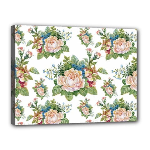 Vintage Flowers Pattern Canvas 16  X 12  (stretched) by goljakoff