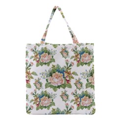 Vintage flowers pattern Grocery Tote Bag