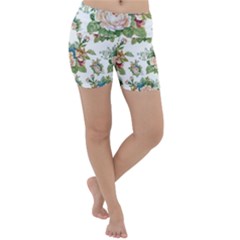 Vintage Flowers Pattern Lightweight Velour Yoga Shorts by goljakoff