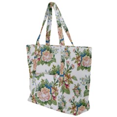 Vintage Flowers Pattern Zip Up Canvas Bag by goljakoff