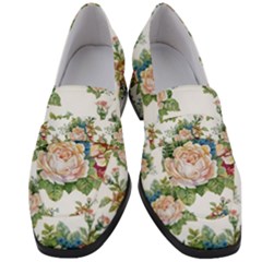 Vintage Flowers Pattern Women s Chunky Heel Loafers by goljakoff