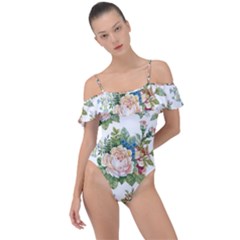 Vintage flowers pattern Frill Detail One Piece Swimsuit