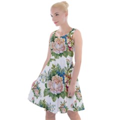 Vintage Flowers Pattern Knee Length Skater Dress by goljakoff