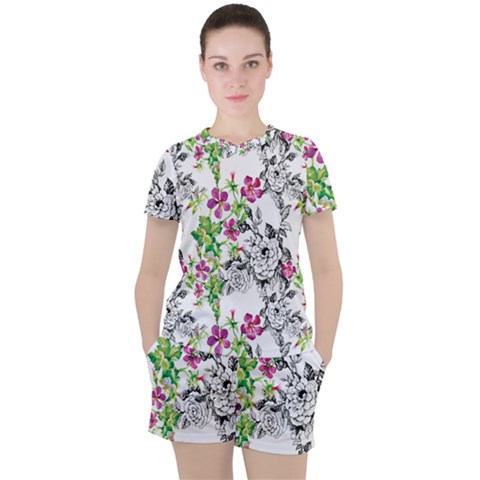 Flowers Women s Tee And Shorts Set by goljakoff