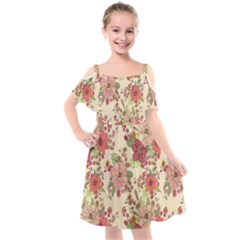 Vintage Garden Flowers Kids  Cut Out Shoulders Chiffon Dress by goljakoff