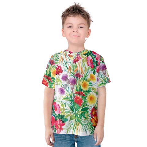 Summer Flowers Kids  Cotton Tee by goljakoff