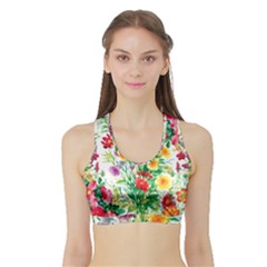 Summer Flowers Sports Bra With Border by goljakoff