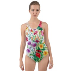 Summer Flowers Cut-out Back One Piece Swimsuit by goljakoff